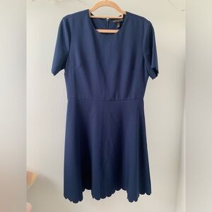 Banana Republic Maritime Blue Scallop-trim Fit and Flare dress